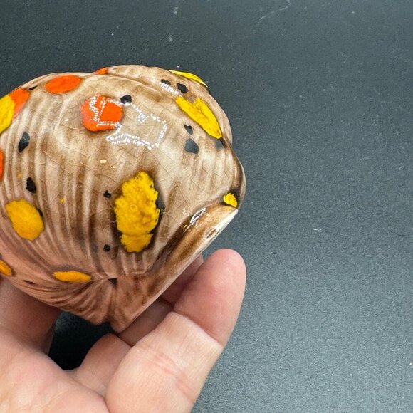 Vintage Boho Hand Painted Ceramic Snail with Speckled Design Tan Orange  yellow - Picture 8 of 11